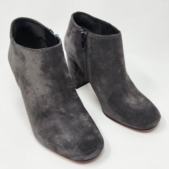 Via Spiga Silvie Grey Suede Covered Block Heel Booties with inside Zip. EUC 7.5M - Picture 2 of 10